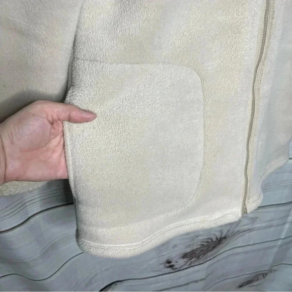 Chadwicks Womens Fleece Coat Medium Tan Full Zip Long Pockets - Picture 6 of 9